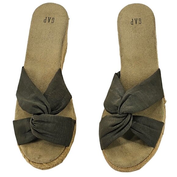 GAP Twisted Knot Espadrille Wedge Slip On Sandals Size 9 - Picture 8 of 9